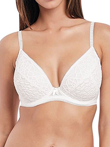 Image of Freya Women's Soiree Lace Padded Plunge Underwire Bra, White, 32D