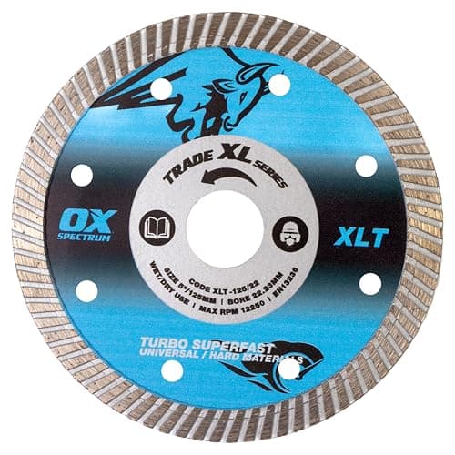 Image of OX Spectrum Trade XL Turbo Diamond Blade – 125mm Dia x 22mm Bore, Fast‑Cut Semi‑Continuous Rim, 10mm Segment Height, Universal & General Purpose - Precast Concrete, Stone, Brick & More, XLT-125/22