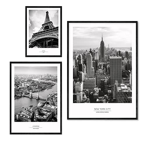Image of Set Of Black And White London, Paris, New York Unframed Prints A4/A3 - Wall Decor - Art for Home - Living Room - Bedroom (3 x A3 Prints. (29.7cm x 42cm))