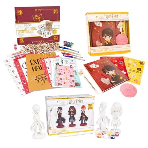 Image of Wizarding World Harry Potter Craft Bundle – Includes Lenticular Diary Set, Scrapbook Kit with Accessories, and Model Painting Set with Magical Figures – Perfect Harry Potter Gifts for Creative Kids