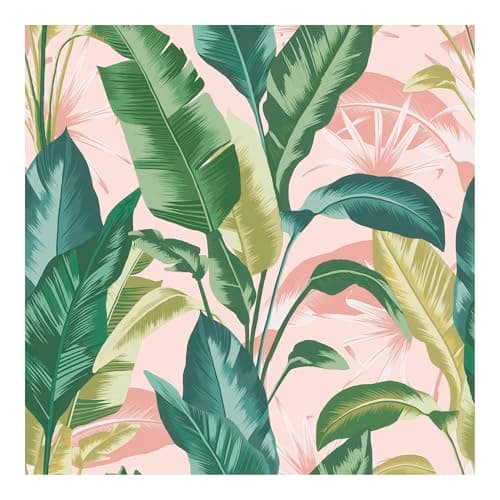 Image of Graham & Brown Envy Leaf It Out Sunrise Tropical Leaf Wallpaper | Paste the Wall Application | Pink Leaf Wallcovering | Eco-Friendly