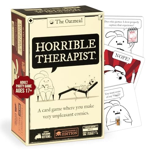 Image of Exploding Kittens - Horrible Therapist: Extra Horrible Edition 3-8 Players - Ages 17+ - 15 Minutes to Play - Comic Building Card Game - Ideal for Party, Family Game Night - White