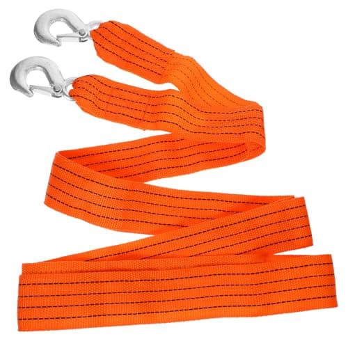 Image of CLISPEED Heavy Duty Car Tow Strap High Visibility Orange 3-meter Length with Hook 3-ton Load Capacity Pp Material Tow Rope for Car and Boat Trailer Towing