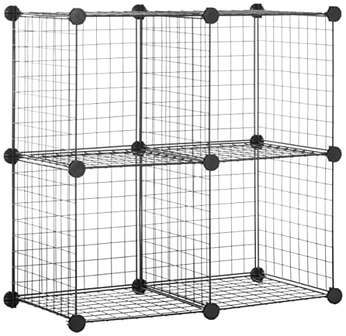Image of Amazon Basics 4 Cube Wire Storage Shelves, Black, 36.98 x 76.96 x 76.96 cm