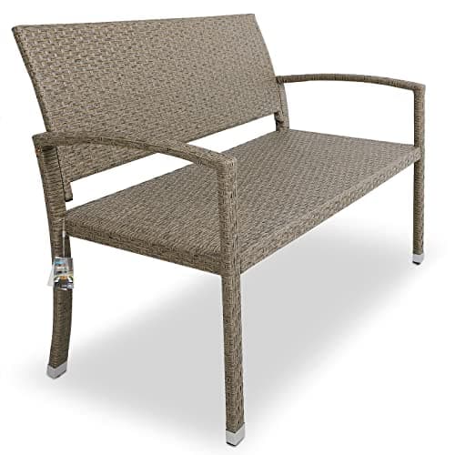 Image of CASARIA® 2 Seater Poly Rattan Garden Bench | 320kg Load Capacity | Water and UV-Resistant | Outdoor Patio Terrace Balcony Seating Furniture Love Seat | 122 x 90 x 58 cm | Cream