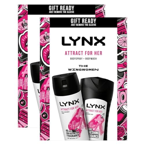 Image of Lynx THE WING WOMEN Attract For Her 48Hrs Odour Protection Body Spray 150 ml and 12Hrs Refreshing Fragrance Body Wash 225 ml 2 Pieces Ready to Wrap Gift Set for Her,2pk