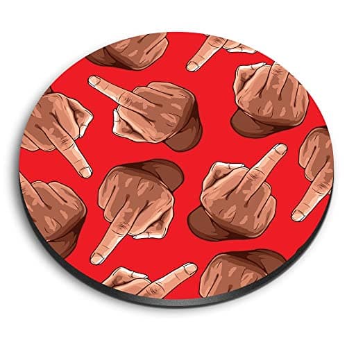 Image of 1x Round MDF Magnet 6cm - Rude Middle Finger F-You Joke Office Funny - Fridge Locker Office Whiteboard Toolbox #170857