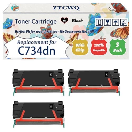 Image of Compatible for Lexmark C734dn Toner Cartridge Work for Lexmark C734dn C734dtn C734dw C734n C736dn C736n X734de Printers, with Chip, High Yield 8000 Pages, High-Definition Printing (3 Pack Black)