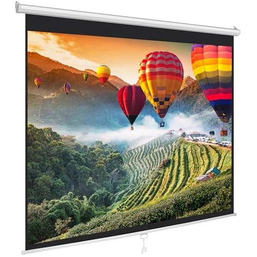 Image of Pyle Projector Screen Pull Down Manual – 84-Inch Roll-Down Wall &Ceiling Mount Projection Screen with Black Masking Border for Home Cinema, Office or Classroom Use