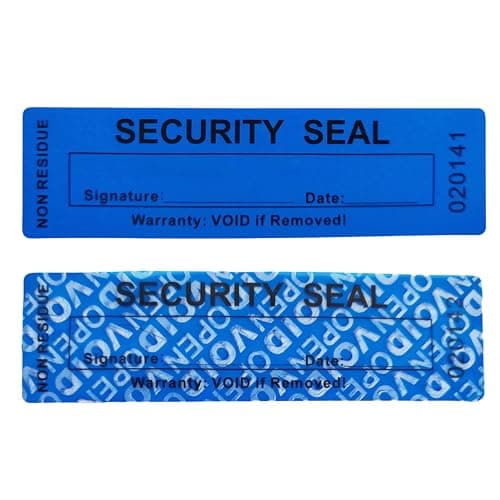 Image of TSPC SECSEAL 100pcs 25x90mm Non Residue Signable Tamper Evident Anti Counterfeit Tamper Proof Stickers Labels Seals (1 x 3.54 Inches,Serial Number,Matte Blue)