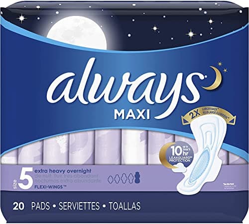 Image of Maxi Overnight Extra Heavy Flow With Wings Unscented Pads by Always