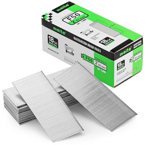 Image of meite 18 Gauge Brad Nails, 50 mm 18G Brad Nails for Nail Gun, Galvanised Small Finishing Nails for Joinery, Trim Work (5,000 Counts)