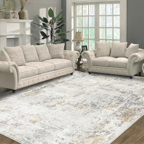 Image of Capslpad 160x230cm Large Modern Abstract Rugs Living Room Non-slip Area Rug Short Pile Faux Wool Bedroom Carpet Lightweight Washable Minimalist Floor Carpet for Living Room Bedroom Office Decor, Beige