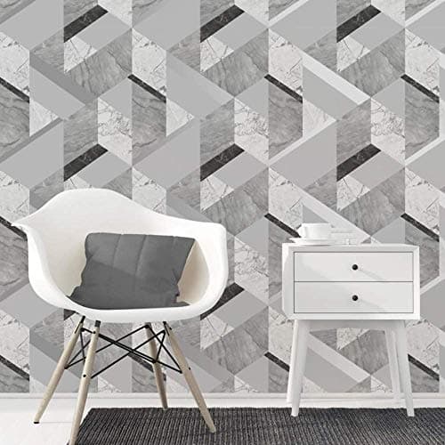 Image of Fine Decor Marblesque Geometric Marble Wallpaper Grey and Silver - FD42302