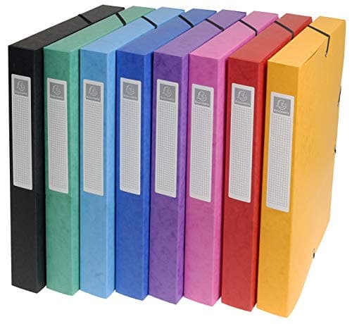 Image of Exacompta - Ref 50300E - Elasticated Filing Archive Box - 270 x 340mm in Size, 25mm Spine, 600gsm Premium Pressboard, Elastic Closure - Assorted Colours (Pack of 8)