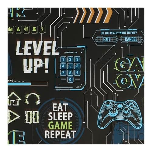 Image of Fresco Game Over Black and Multi Wallpaper - Paste The Paper - Gamer Design - Suitable for Kids Room - Feature or 4 Wall Design - Cover for Small Cracks and Imperfections