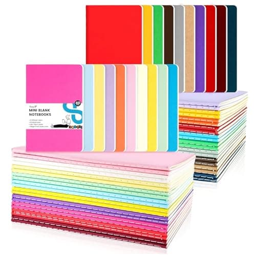 Image of Koogel 40PCS Mini Pocket Notebooks, Small Blank Notebooks Notepads 9 x 14 cm Journals 20 Colours for Students Travel School Supplies