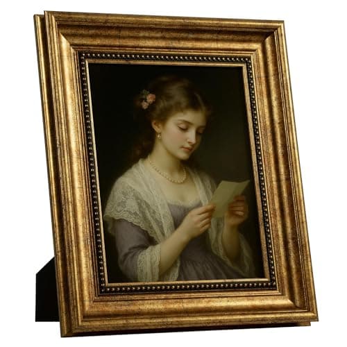 Image of Afuly 8x10 Photo Frame Gold Picture Frames Vintage Picture Frame Antique 10x8 Photo Frames With Gold Beads Ornate Standing Desk Frame Wall Frames For Living Room Christmas Gifts For Her Mum Dad