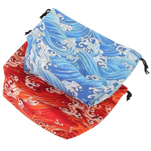 Image of Yardwe 2pcs Japanese Style Lunch Bag Drawstring Design Cloth Lunch Pouch Large Capacity Handy Lightweight Decorative Bento Bag for Going and Home Kitchen