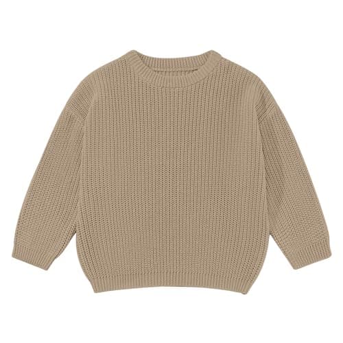 Image of ESHOO Baby Oversized Knitted Jumper Girls Boys Winter Knit Sweater Toddler Crewneck Pullover Long Sleeve Knitwear Top Baby Clothes Autumn Outwear Top