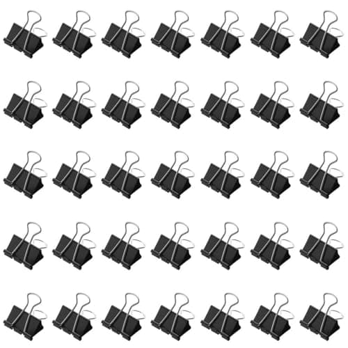 Image of Black Binder Clips 19 mm 100 Pieces, Small Metal Foldback Bulldog Clips, Tiny Little File Money Document Stationary Paper Clamps for Office Home School Supplies
