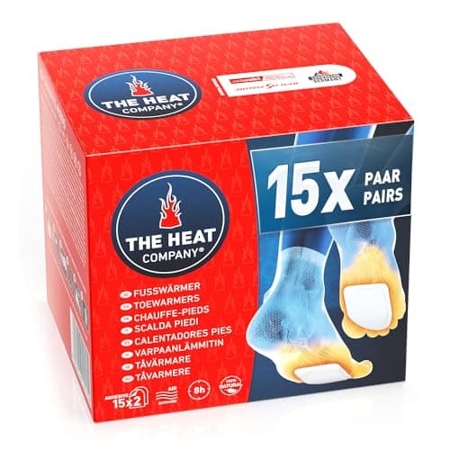 Image of THE HEAT COMPANY Toewarmers - 15 Pairs - EXTRA WARM - Adhesive - Foot Warmers - 8 Hours Warm Feet - Instant Heat - Air Activated - Purely Natural