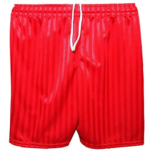 Image of MyShoeStore Unisex PE Shorts Boys Girls Kids Children Adults Back to School Uniform Shadow Stripe Sports Gym Football Games P.E. Pull Up Short(1 Pack Red, 7-8 Years)