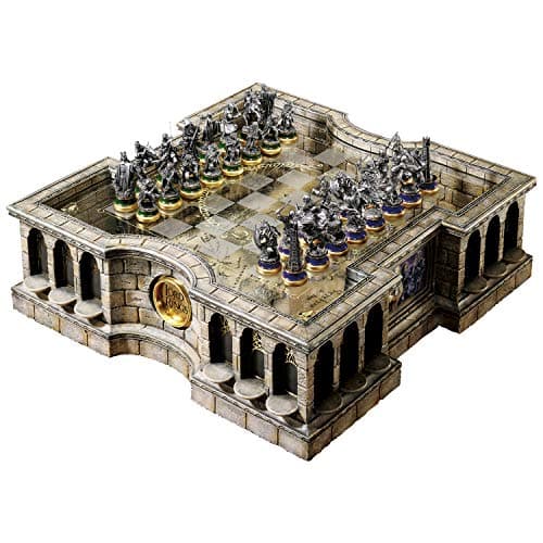 Image of The Noble Collection Lord of the Rings Collectible Chess Set - 32 Highly Detailed Chess Pieces - Officially Licensed Lord Of The Rings Film Set Movie Gifts