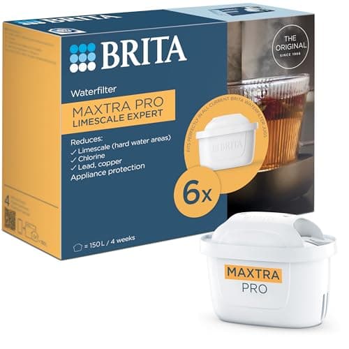 Image of BRITA MAXTRA PRO Limescale Expert Water Filter Cartridge 6 Pack (NEW) - Original BRITA refill for ultimate appliance protection, reducing impurities, chlorine and metals (Package may vary)