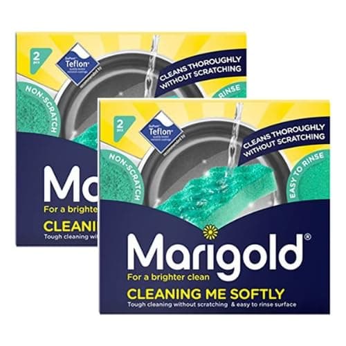 Image of Cleaning Me Softly Non-Scratch Scourer - 2 Packs of 2 Scourers | Gentle Cleaning Pads for Kitchen & Home | Long Lasting & Eco-Friendly | 12.6 x 2.5 x 11.5 cm