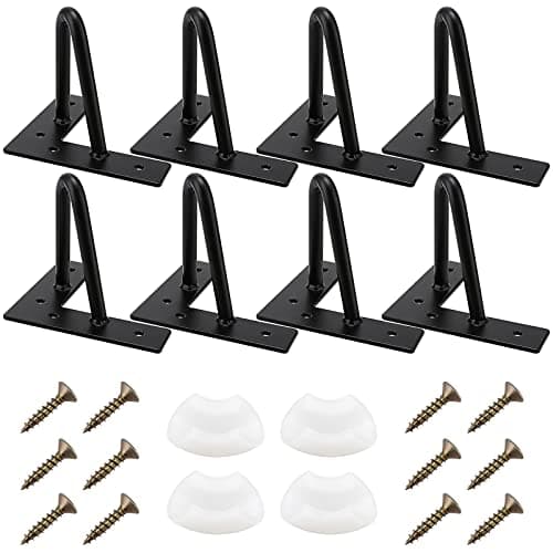 Image of SINJEUN 8 PCS 10cm/4 Inch Hairpin Legs for DIY Furniture, TV Cabinets, Cabinet - Metal Table Legs With Protector Feet and Screws, Black