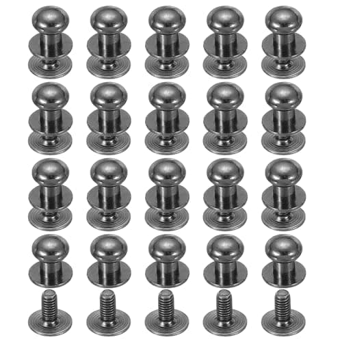 Image of PATIKIL 7 mm Leather Rivets, 20 Sets Ball Head Stud Screw Back Round Head Button Chicago Screw Nipple Stud Rivet for Leather DIY Craft Handbag Belt Repairs, Black