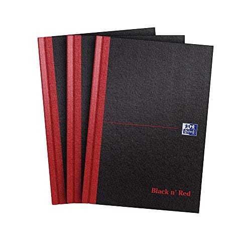 Image of Oxford Black n' Red A5 Notebook, Hardback Casebound, Lined, 192 pages (Pack of 3)