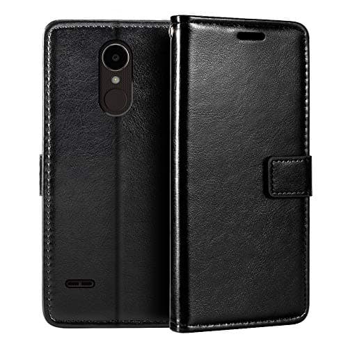 Image of PU Leather Phone Wallet Case Compatible with LG K4 2017, Magnetic Flip Cover with Card Slots, Full Protection and Stand Function (Black)