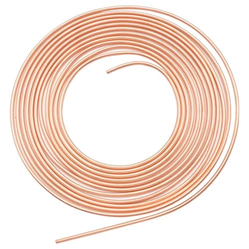 Image of Ollanoos Car Copper Brake Pipe Length 25 Foot, 1/4" Brake Pipe Copper Coated Steel Tubing, Replace for Hydraulic Braking Systems Fuel Systems and Transmission Systems