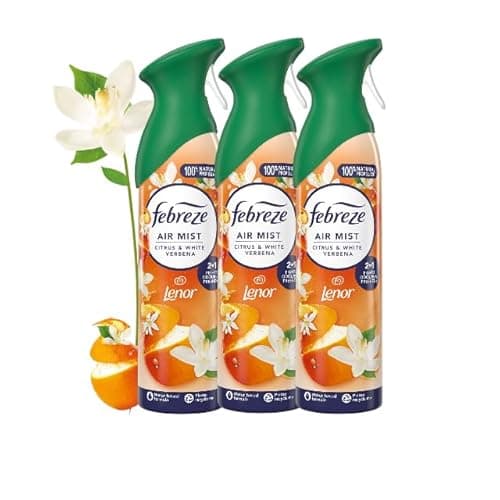 Image of Febreze Air Mist Air Freshener Spray, CITRUS AND WHITE VERBENA, Odour Eliminator with Natural Propellant, Instant Home Fragrance, 185ml (Pack of 3)
