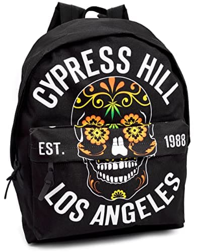 Image of Cypress Hill Backpack For Adults & Teens | Music Band Festival School Rucksack 16” | Black Skull Los Angeles Bag With Adjustable Straps One Size