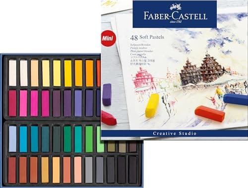 Image of Faber-Castell Creative Studio Soft Pastels Mini, Multicoloured, Cardboard Wallet of 48, Art, Craft, Drawing, Sketching, Home, School, University, Colouring