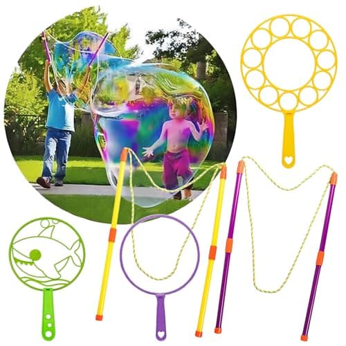 Image of GEPROSMA Bubble Wands Bubble Machine for Kids, 55cm (21.7in) Giant Bubbles Rope Kit Multipack,Big Bubble Wands Maker,Large Bubble Mixture Blower for Kids Toddlers Outdoor Toys Garden Games Party