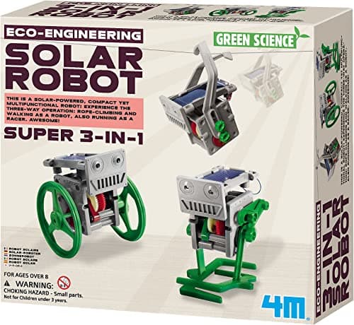 Image of 4M Robot Kit: Eco Engineering 3-In-1 Mini Solar Robot Building Kit - Ages 8-12, Unisex - Engineering, Construction & Exploratory Skills
