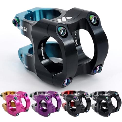 Image of CYSKY 31.8 Stem 35mm 0 Degree MTB Short Stem Mountain Bike Stem Handlebar Riser 1-1/8 for Most Bicycle, Road Bike, MTB, Downhill, BMX, Cycling (Black & Blue)