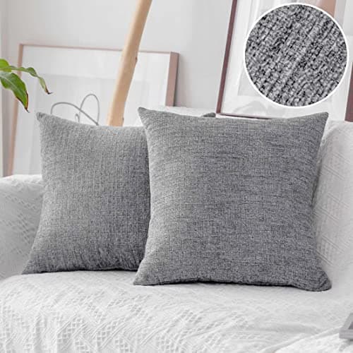 Image of Home Brilliant Grey Mix White Cushion Covers 45 x 45 Set of 2, Cushion Cover for Sofa Bed Couch, Chenille Cushion Protectors for Cushions, (45cm x 45cm, Grey White)