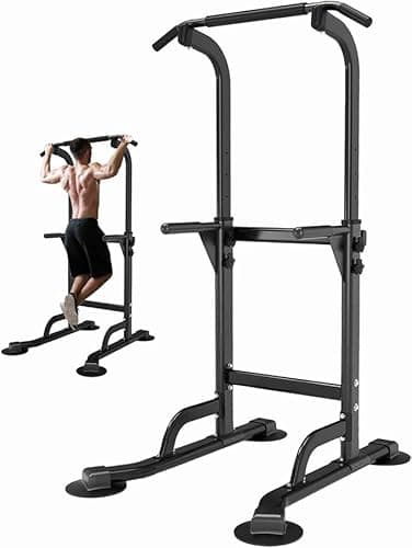 Image of Leiblsufo Power Tower Dip Station pull up bar freestanding, Height Adjustable Exercise Equipment Fitness Workout Station Pull Up Bar frame for Home Gym
