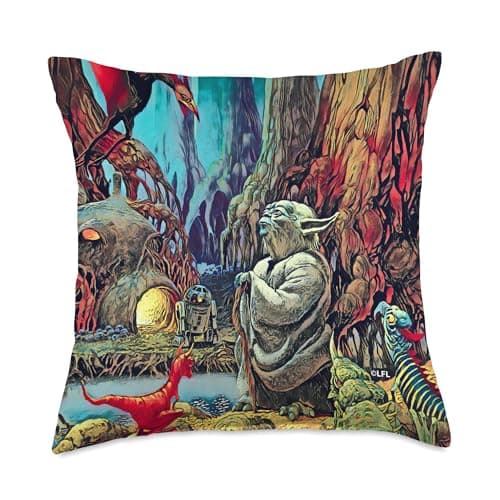 Image of Star Wars Yoda and R2-D2 on Dagobah Throw Pillow, 18x18, Multicolor