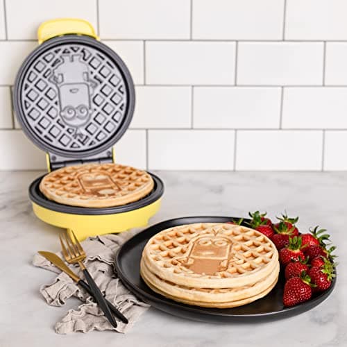 Image of Uncanny Brands Minions Kevin Waffle Maker - Iconic Minion on Waffle - Waffle Iron