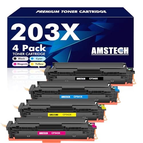 Image of 203X M281fdw M254dw Toner Cartridge: Compatible for HP 203X 203A Color Laserjet Pro MFP M281fdw M254dw M281fdn M280nw M281cdw M254nw M254dn M281 CF540X CF540A Black Cyan Yellow Magenta 4-Pack