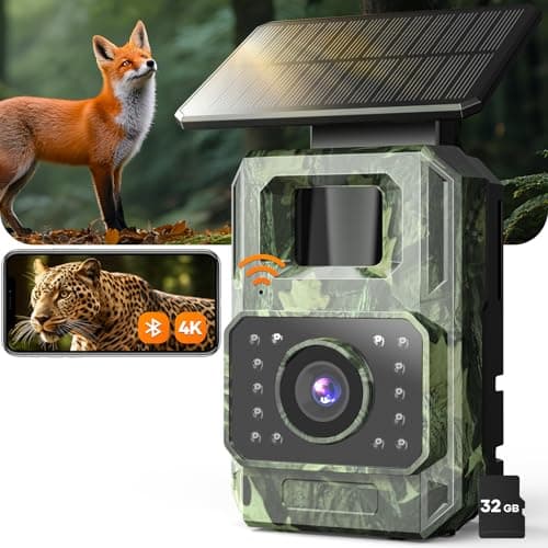 Image of Assark Trail Camera 64MP 4K with Fixed Solar Panel, 6000mAh Wildlife Camera with Night Vision Motion Activated Waterproof IP66, Rechargeabl WiFi Trail Cam with 32GB Card SD Card for Garden Monitor