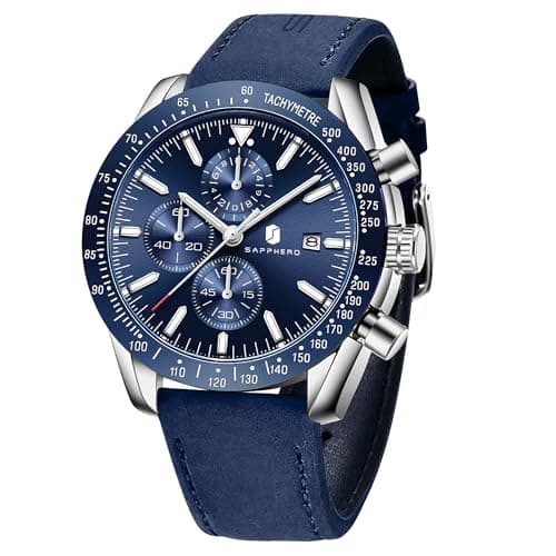 Image of By BENYAR Men's Watch Chronograph Analogue Quartz Waterproof Date Large Dial Classic Fashion Business Watches Elegant Bracelet for Men, Strap