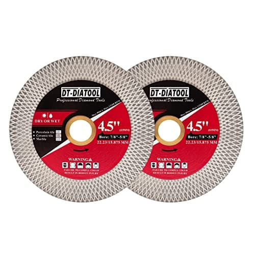 Image of DT-DIATOOL Diamond Tile Cutting Disc 115mm Bore 22.23mm - Double-Sided X Mesh Cutting & Grinding Disc for Porcelain Marble Artificial Stone (2-Pack)