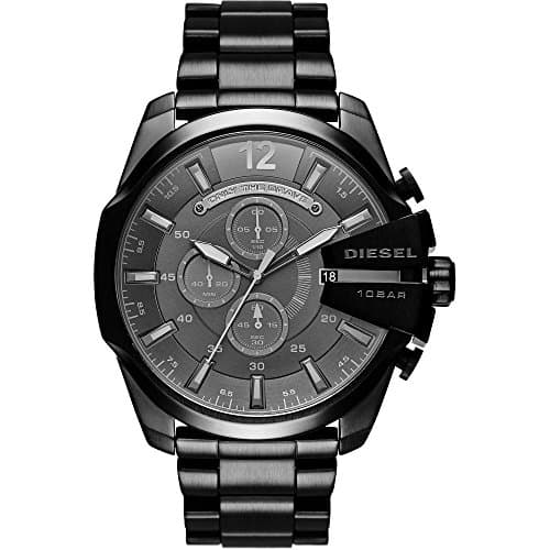 Image of Diesel Watch for Men Mega Chief, Quartz Chronograph Movement, 51 mm Black Stainless Steel Case with a Stainless Steel Strap, DZ4355